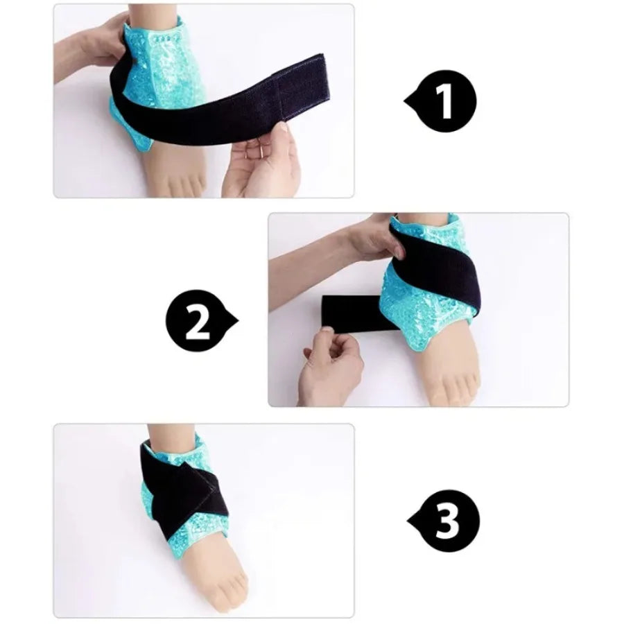 Ankle/ Foot Ice Pack - Hot & Cold Gel Pack with Adjustable Stand for Myofascial & Feet - Microwaveable, Freezable & Reusable