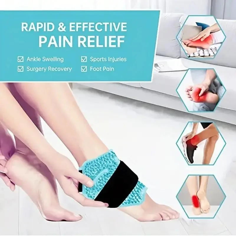 Ankle/ Foot Ice Pack - Hot & Cold Gel Pack with Adjustable Stand for Myofascial & Feet - Microwaveable, Freezable & Reusable