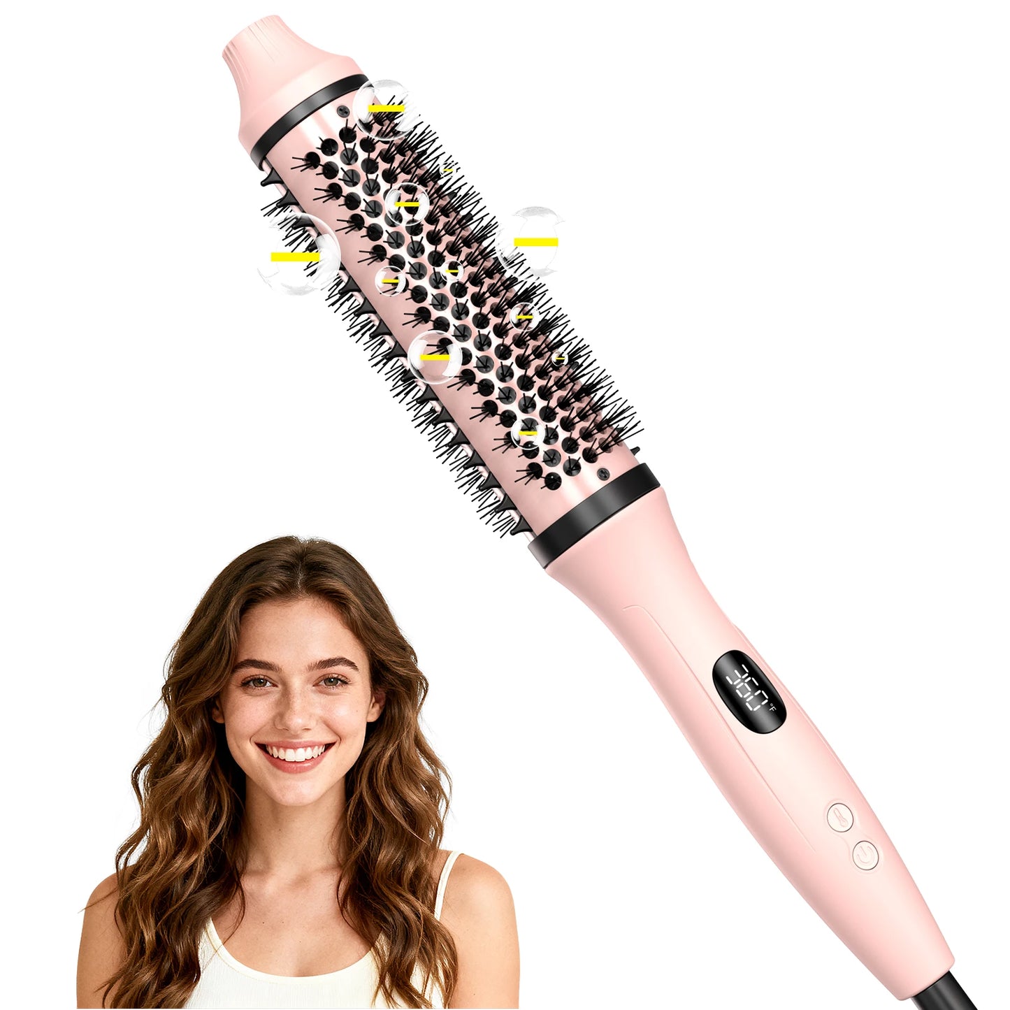 6 Temperature Ionic Thermal Brush For Curling And Straightening Styler