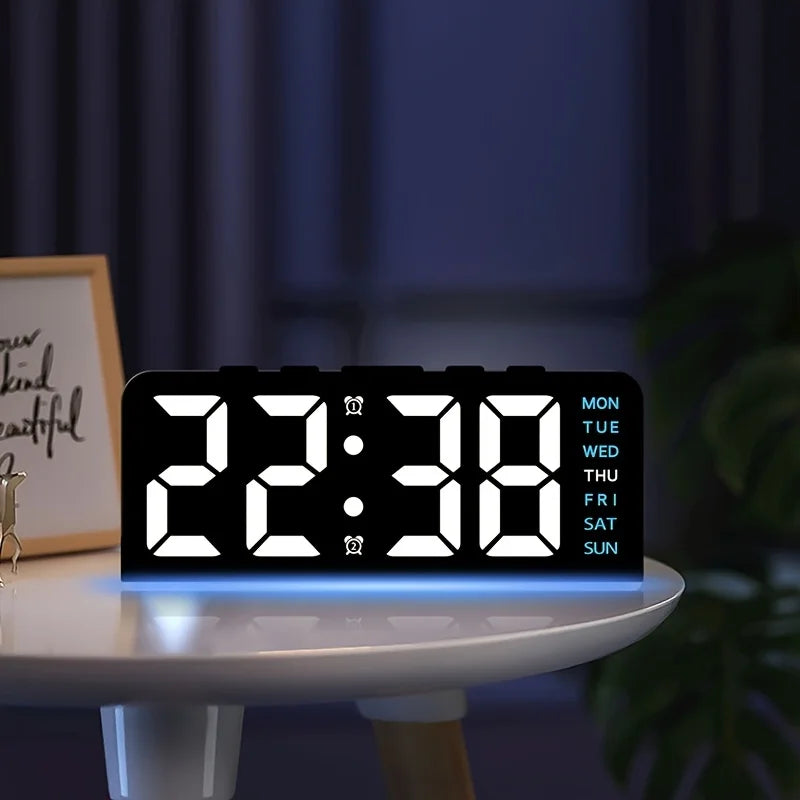 Digital LED Alarm Clock — Night Light, Temperature Display & Snooze