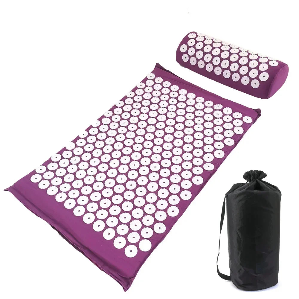 Yoga Acupressure Mat and Pillow Set, Relieves Pain/ Stress in Back and Body