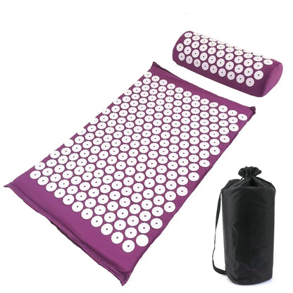 Yoga Acupressure Mat and Pillow Set, Relieves Pain/ Stress in Back and Body