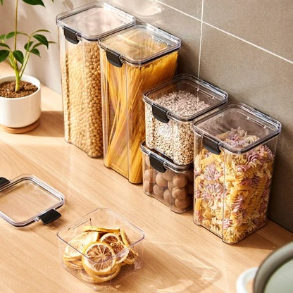 Sealed Kitchen Grain Storage Jars — Airtight Acrylic Organizer Set