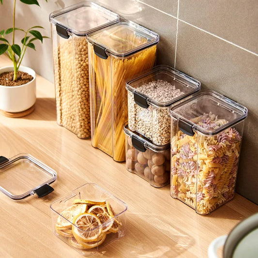 Sealed Kitchen Grain Storage Jars — Airtight Acrylic Organizer Set