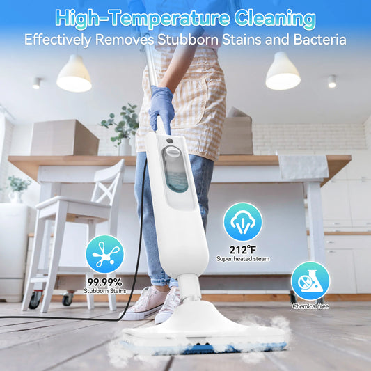 INSE 6-in-1 Steam Mop — High-Temp Steam Cleaner, 180° Swivel Head, 4.75M Cord