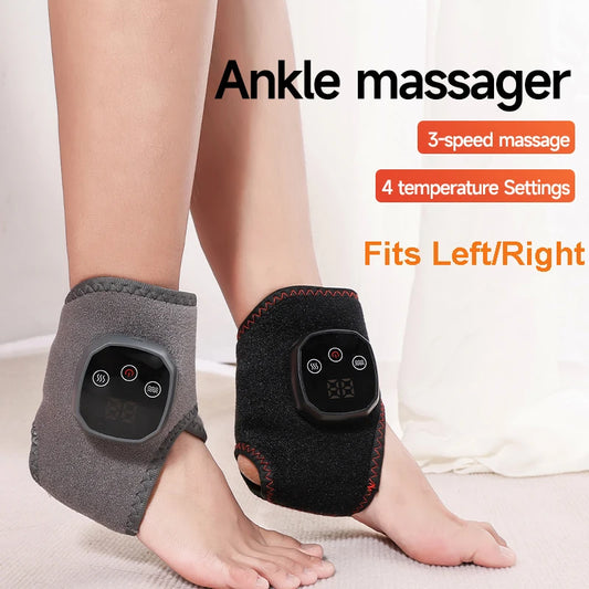 Electric Heat & Vibration Ankle Massager — Cordless Hot Compress Therapy Wrap