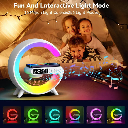 3-in-1 Wireless Charging Station — RGB Alarm Clock, Speaker & Fast Charger