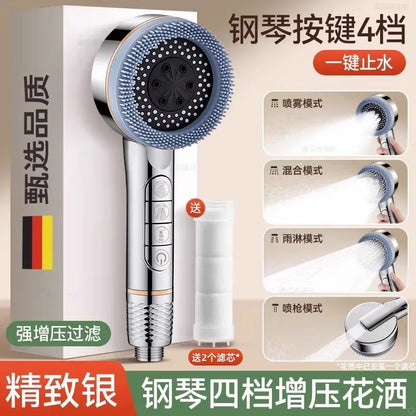 Filtered High-Pressure Shower Head — 4-Speed for Healthier Skin & Hair