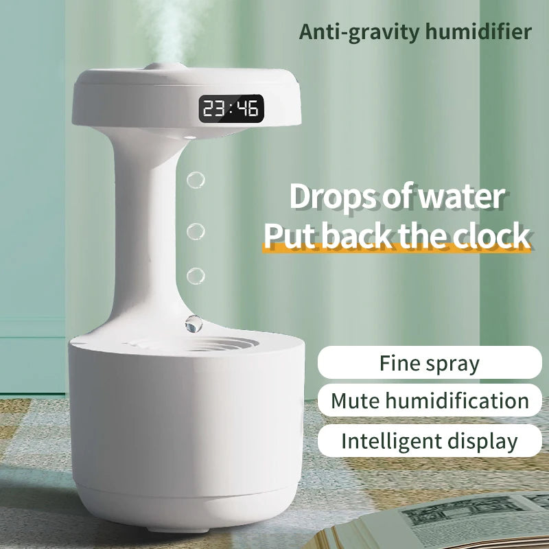 Anti-Gravity Mist Maker Humidifier — Water Drop Effect & LED Night Light