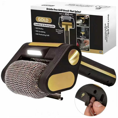 2026 Hot Electric Grill Brush Rechargeable With Led Light 304 Stainless Steel Replaceable Heads  Bbq Grill Cleaner For Barbecue