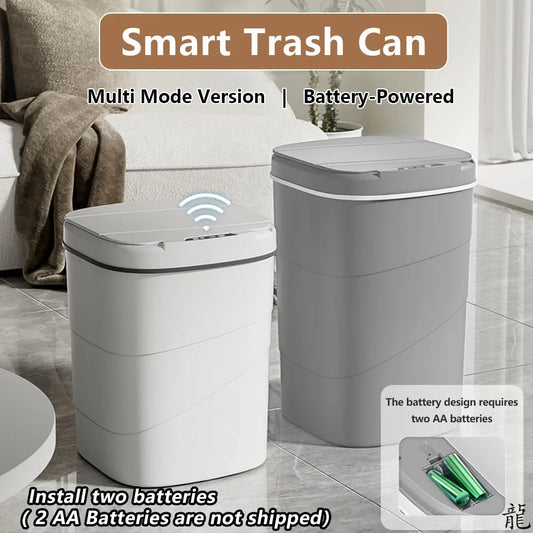Smart Touchless Trash Can — Wave-Sensor Auto-Close, 13L & 17L, Battery Powered