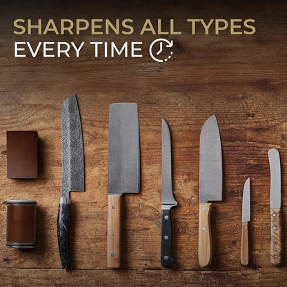 Rolling Knife Sharpener — Double-Sided Diamond Stone with 15°/20° Magnetic Angle Guide