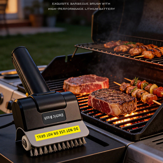 Cordless Electric BBQ Grill Brush — 2000mAh, 600RPM, Stainless Steel with Gloves
