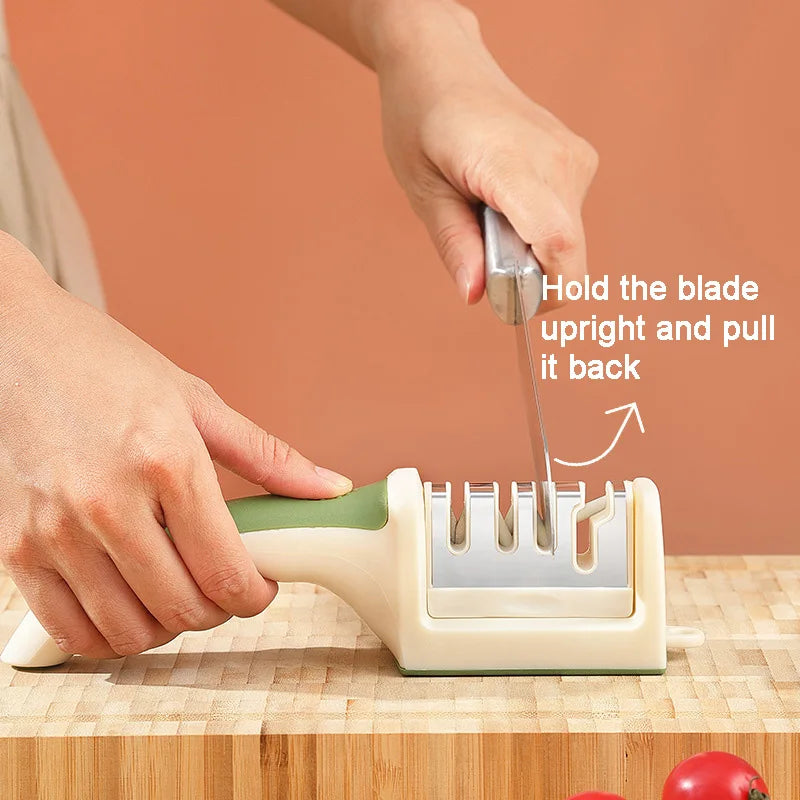 Handheld Knife Sharpener — 3 & 4 Stage Quick Sharpening Tool with Non-Slip Base