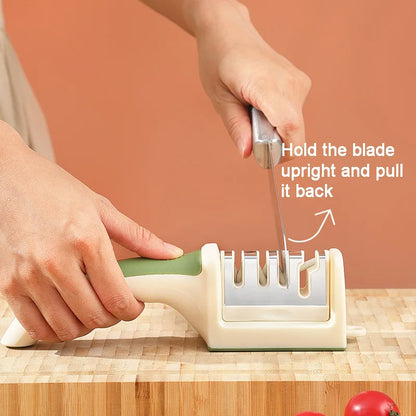 Handheld Knife Sharpener — 3 & 4 Stage Quick Sharpening Tool with Non-Slip Base