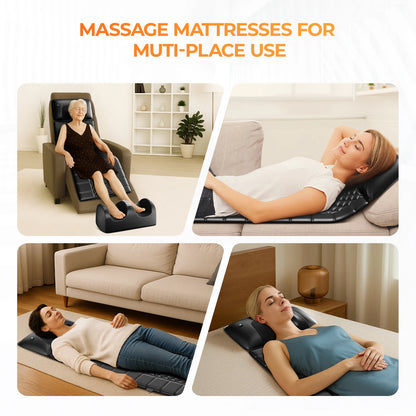 Shiatsu Full Body Massage Mat with Heat, Detachable Massager Pad, 10 Vibrating Motors, 9 Intensity Levels, Relax at Home or Office