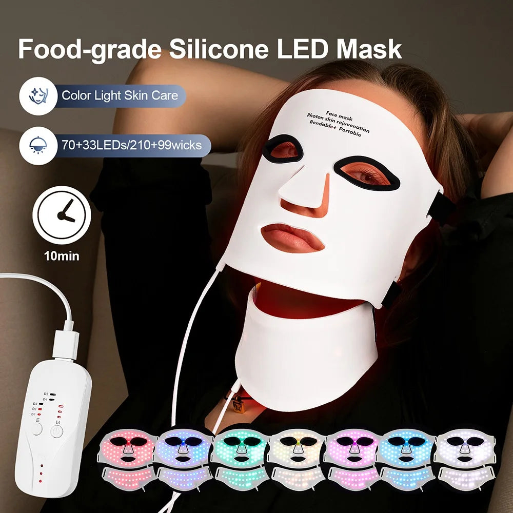 LED Photon Red Light Infrared Therapy Facial Mask/ Wireless Use