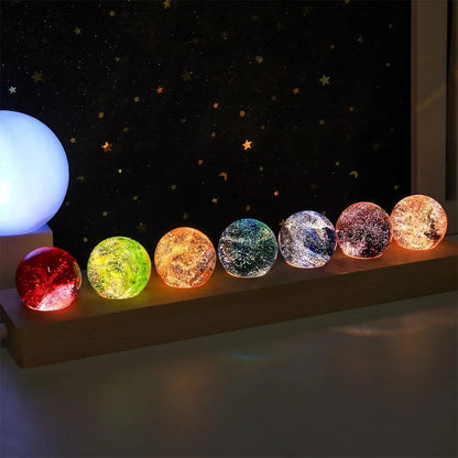 Natural Healing Crystal Sphere Set — 7 Pieces with LED Glow Base