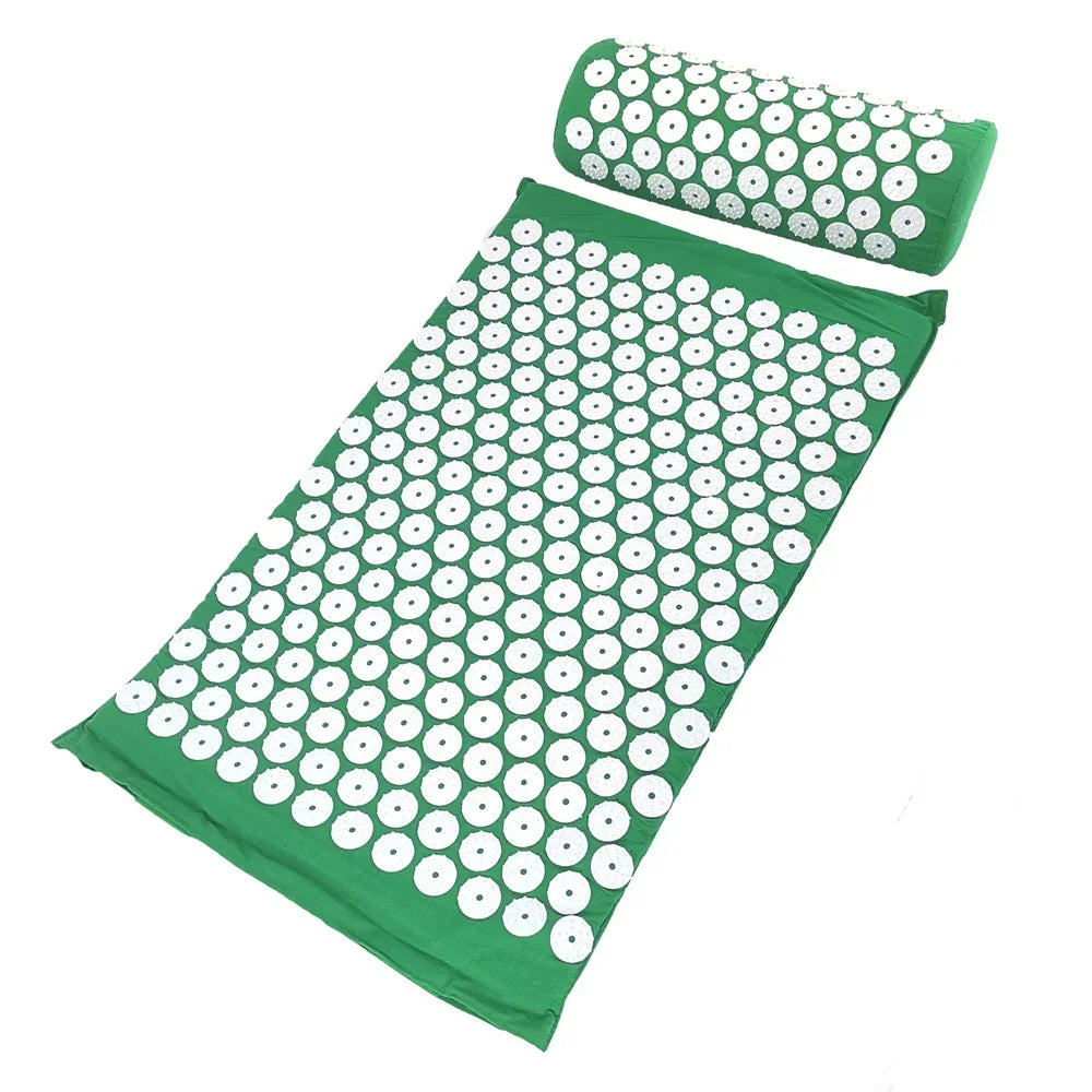 Yoga Acupressure Mat and Pillow Set, Relieves Pain/ Stress in Back and Body