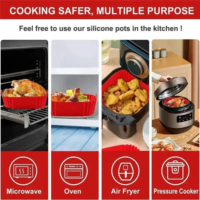 Reusable Silicone Air Fryer Liner — Non-Stick Baking Tray & Basket