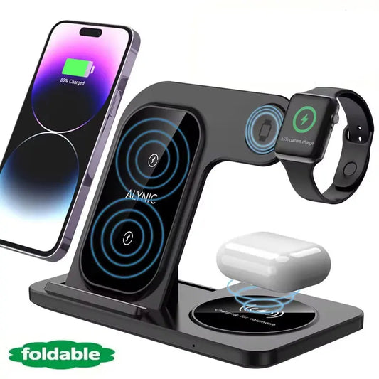 Foldable Wireless Charging Station — Fast Charge for iPhone, Apple Watch & AirPods