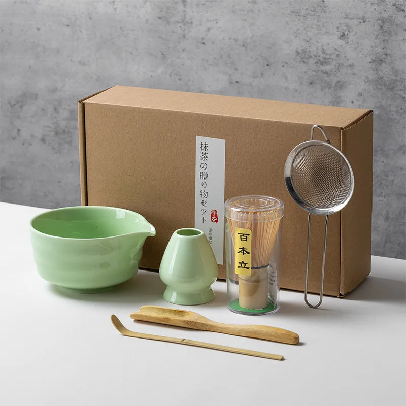 Japanese Style Matcha Tea Set with Bamboo Whisk Scoop, Traditional Indoor Handmade Tea-making Tools 4/5pcs/set