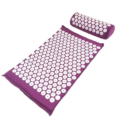 Yoga Acupressure Mat and Pillow Set, Relieves Pain/ Stress in Back and Body