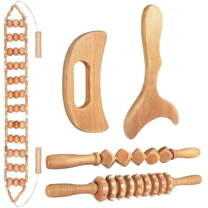 Wooden Lymphatic Drainage Massager Kit — Maderoterapia Body Contouring Set
