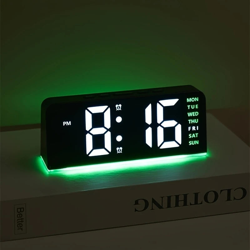 Digital LED Alarm Clock — Night Light, Temperature Display & Snooze