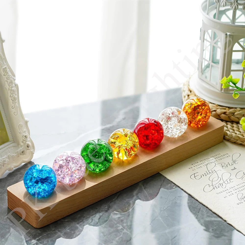 Natural Healing Crystal Sphere Set — 7 Pieces with LED Glow Base