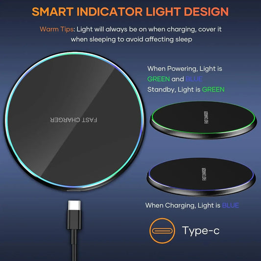 15W Desktop LED Wireless Charger Pad & Phone Holder