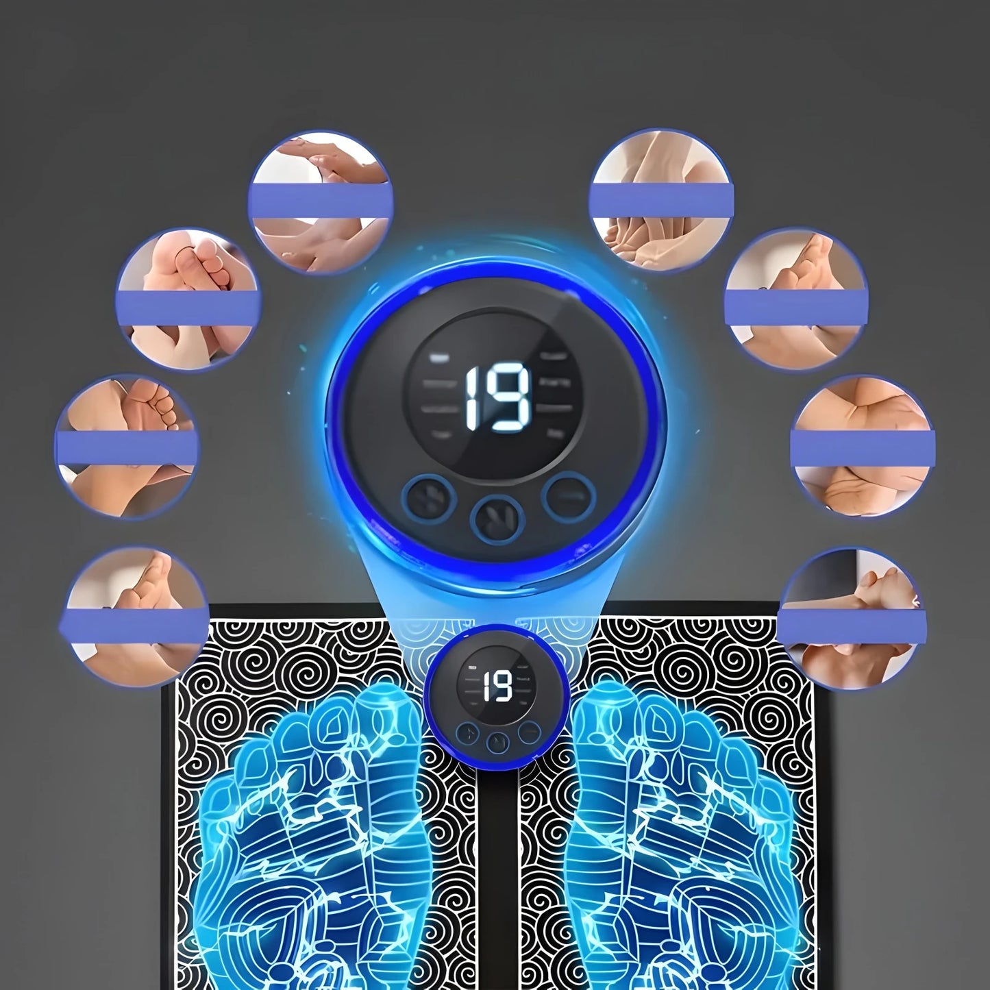 Electric Foot Massager Pad — 8 Modes, 19 Intensity Levels EMS Therapy
