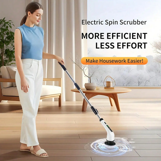 9-in-1 Cordless Electric Spin Scrubber — Waterproof Cleaning Brush for Tile, Tub & Floor