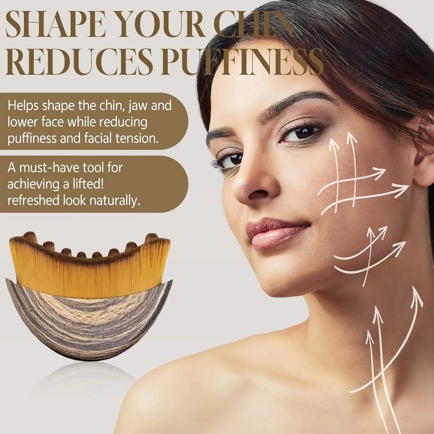 6-Claw Sandalwood Facial Lymphatic Drainage Massager — Jawline Sculpting Tool
