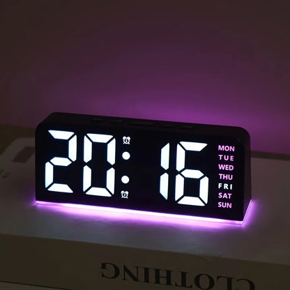 Digital LED Alarm Clock — Night Light, Temperature Display & Snooze