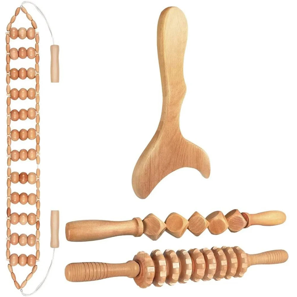 Wooden Lymphatic Drainage Massager Kit — Maderoterapia Body Contouring Set