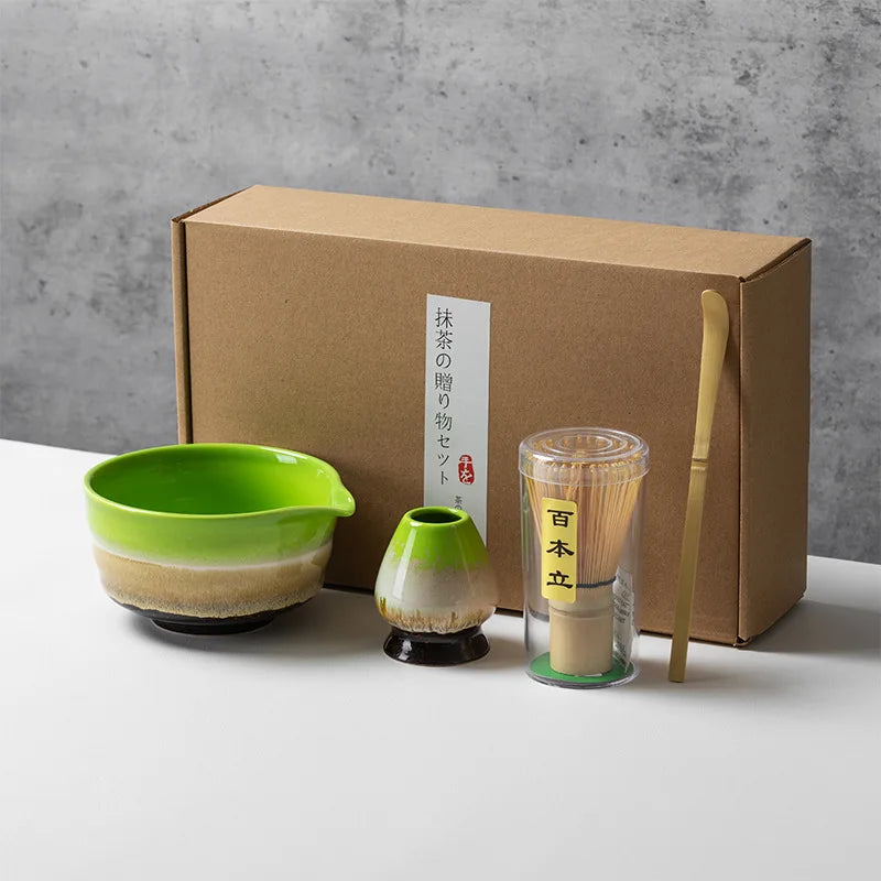 Japanese Style Matcha Tea Set with Bamboo Whisk Scoop, Traditional Indoor Handmade Tea-making Tools 4/5pcs/set
