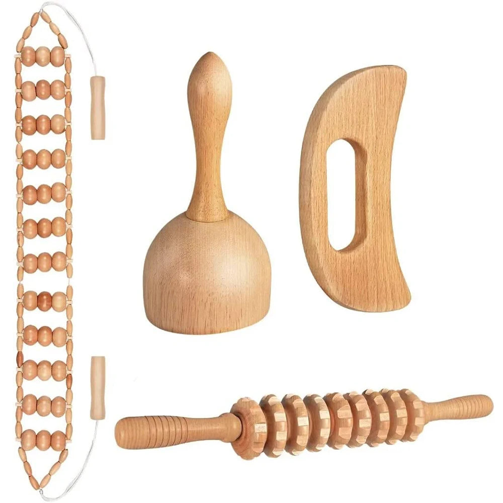 Wooden Lymphatic Drainage Massager Kit — Maderoterapia Body Contouring Set