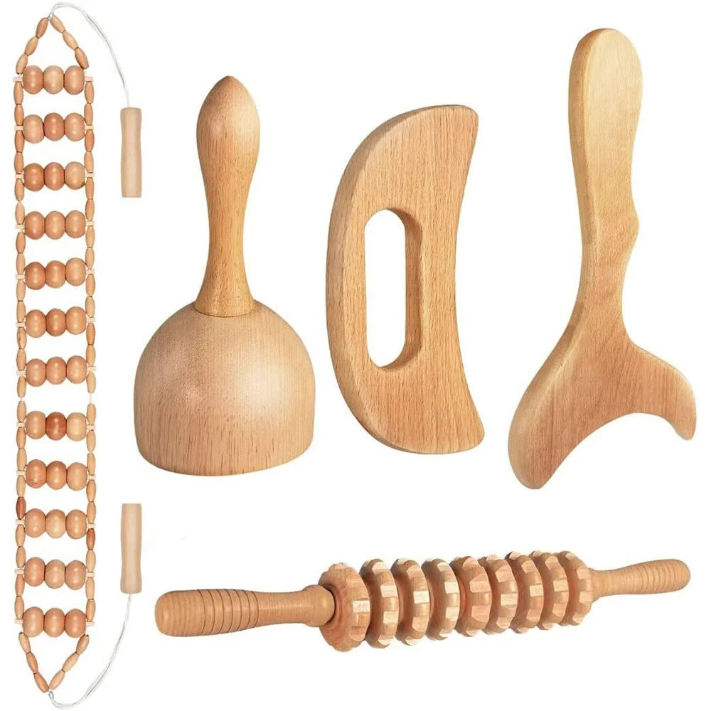 Wooden Lymphatic Drainage Massager Kit — Maderoterapia Body Contouring Set