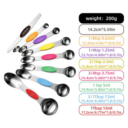 Magnetic Measuring Spoon Set — 8-Piece Stackable Stainless Steel