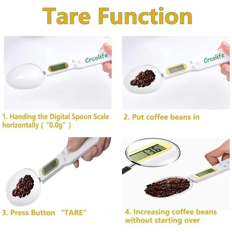 Digital Kitchen Scale Spoon — Portable LCD Food Measuring Scale, 500g / 0.1g