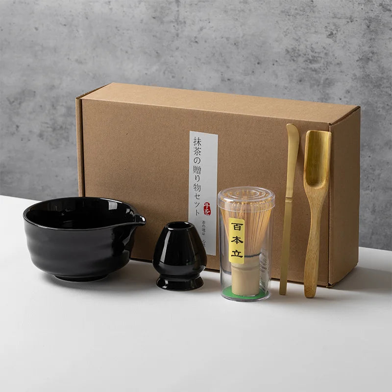 Japanese Style Matcha Tea Set with Bamboo Whisk Scoop, Traditional Indoor Handmade Tea-making Tools 4/5pcs/set