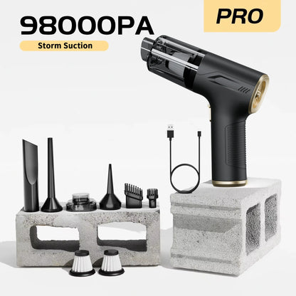 98000PA Cordless Mini Car Vacuum Cleaner — Handheld Wet & Dry with HEPA Filter