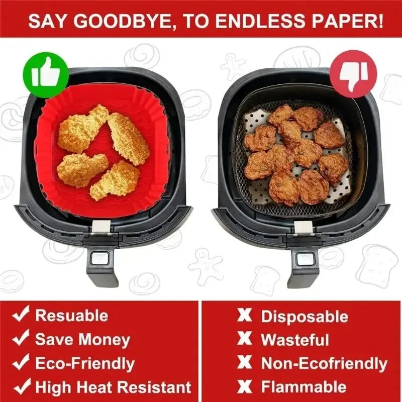 Reusable Silicone Air Fryer Liner — Non-Stick Baking Tray & Basket