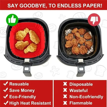 Reusable Silicone Air Fryer Liner — Non-Stick Baking Tray & Basket