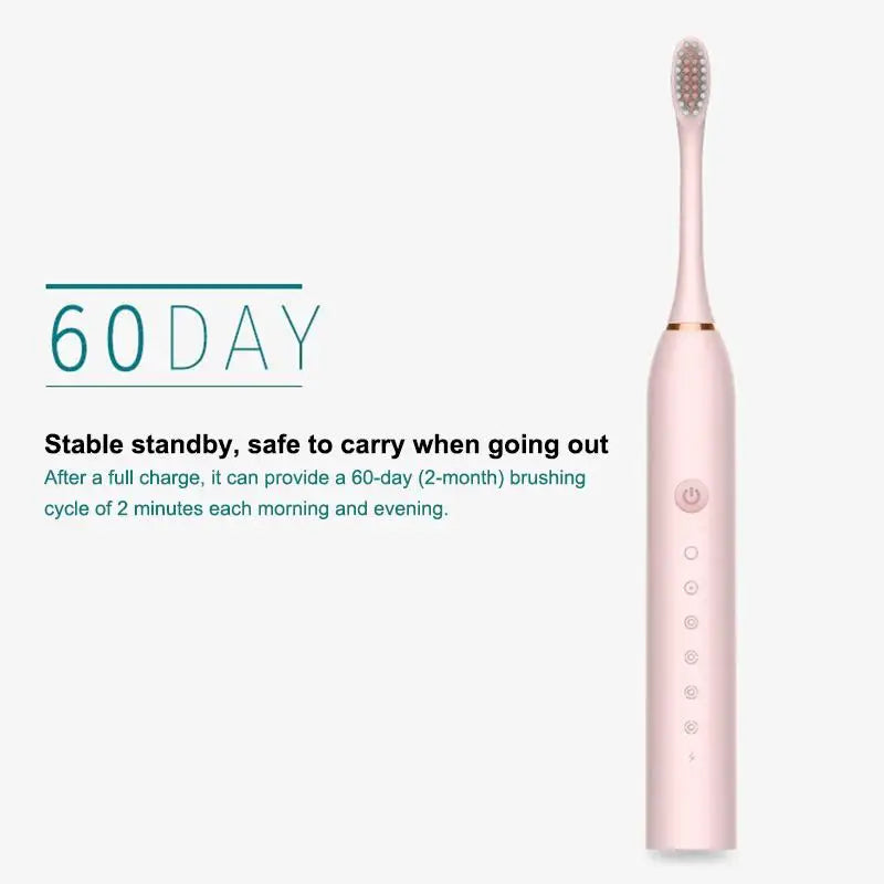 3Pcs/Set Electric Ultrasonic Toothbrush Six Speed Mode Home Soft Hair USB Charging Waterproof Adult Tooth Cleaner‘