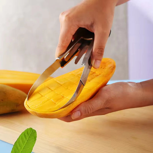 Stainless Steel Mango Cutter Splitter Avocado Slicer Fruit Melon Cutting Knife Peeler Coring Diced Peeling Tool Kitchen Gadgets