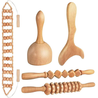 Wooden Lymphatic Drainage Massager Kit — Maderoterapia Body Contouring Set