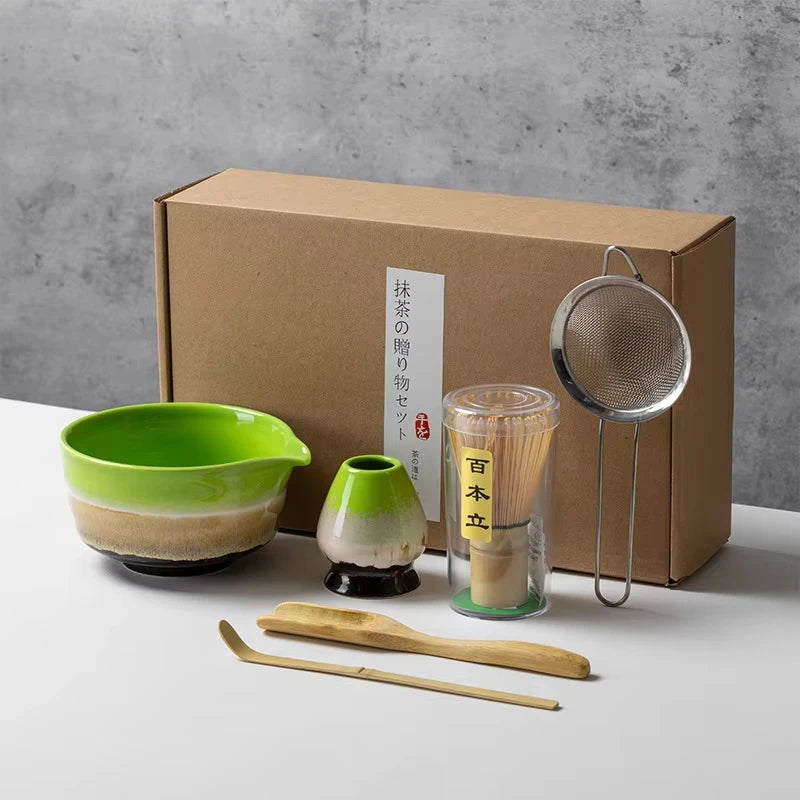 Japanese Style Matcha Tea Set with Bamboo Whisk Scoop, Traditional Indoor Handmade Tea-making Tools 4/5pcs/set