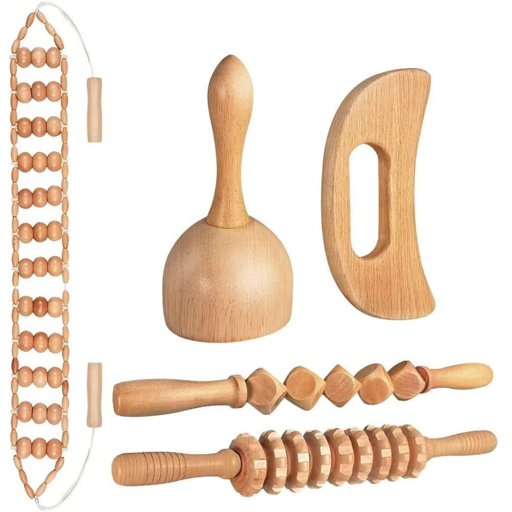 Wooden Lymphatic Drainage Massager Kit — Maderoterapia Body Contouring Set
